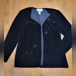 EUC VINTAGE J.R Nites velvet black beaded cardigan